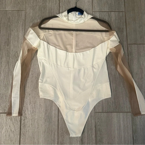 Mugler White Illusion Two Tone Bodysuit EU 46 - Picture 2 of 5